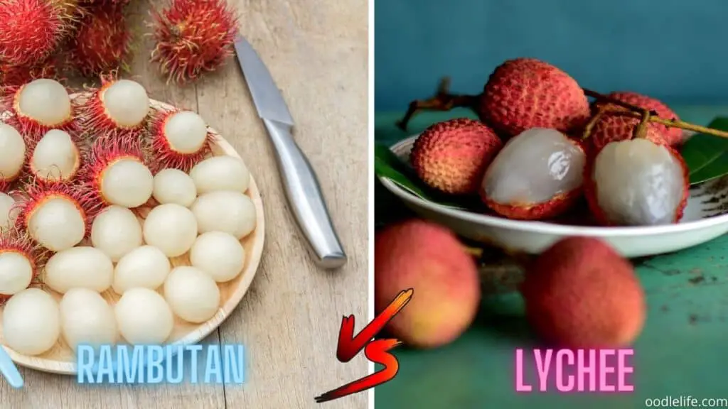 skinned lychee and rambutan