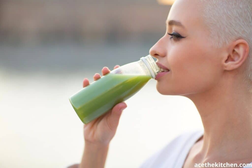 lady drinking celery juice