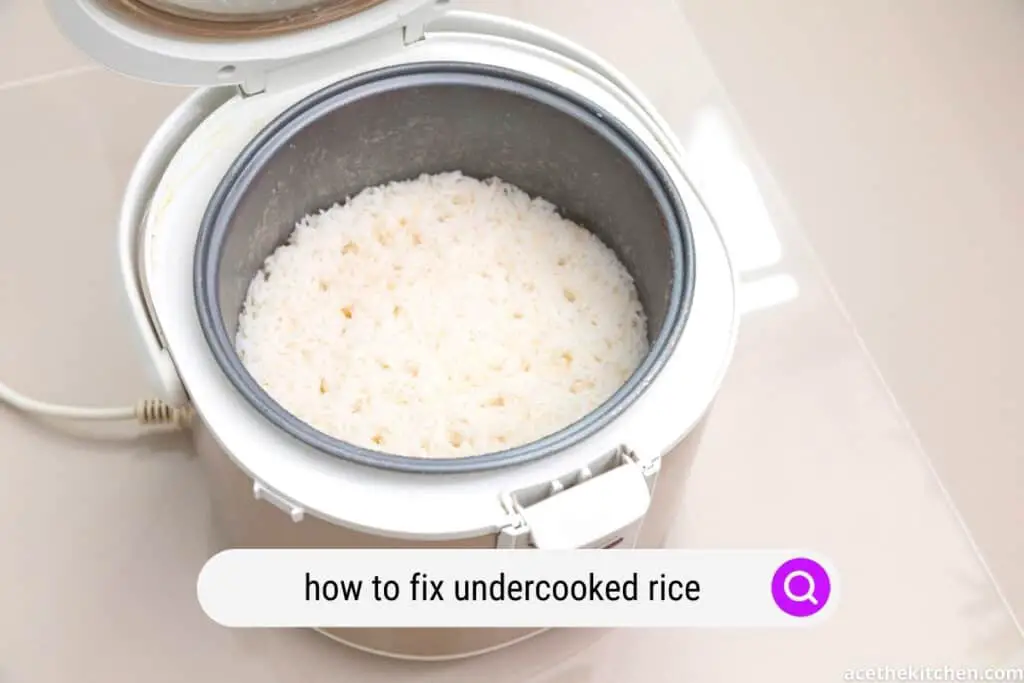 undercooked rice in a rice cooker