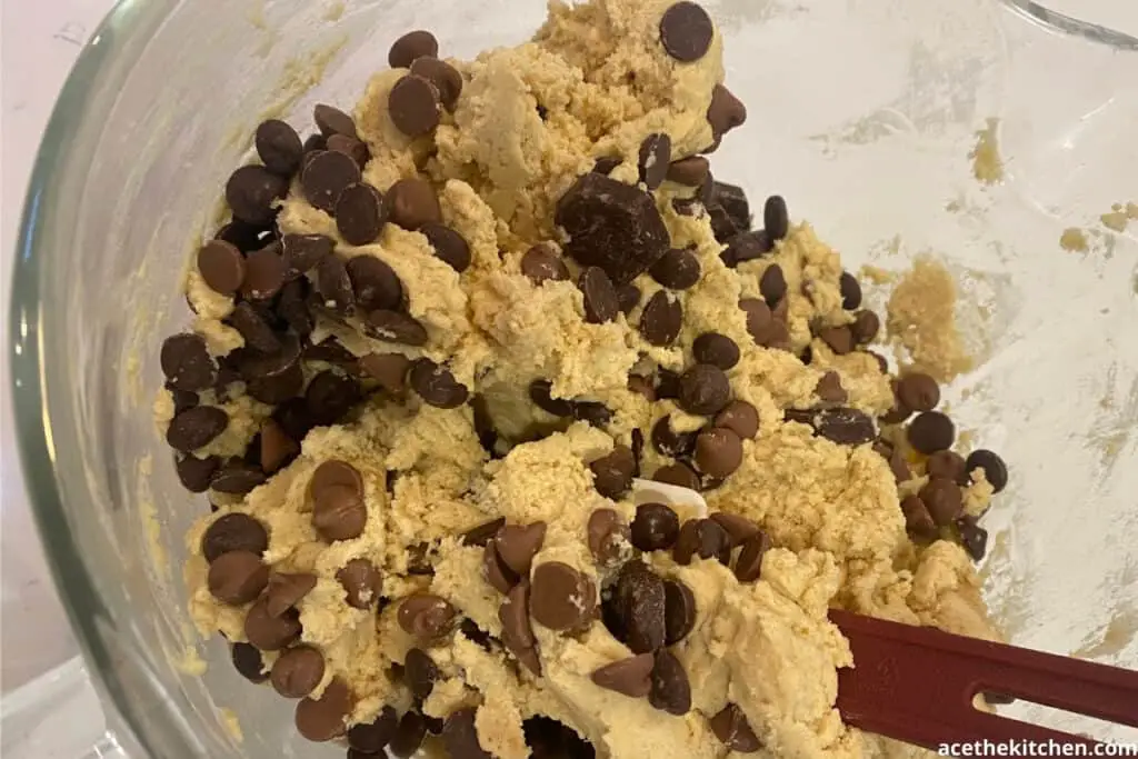 hand mixing choc chips